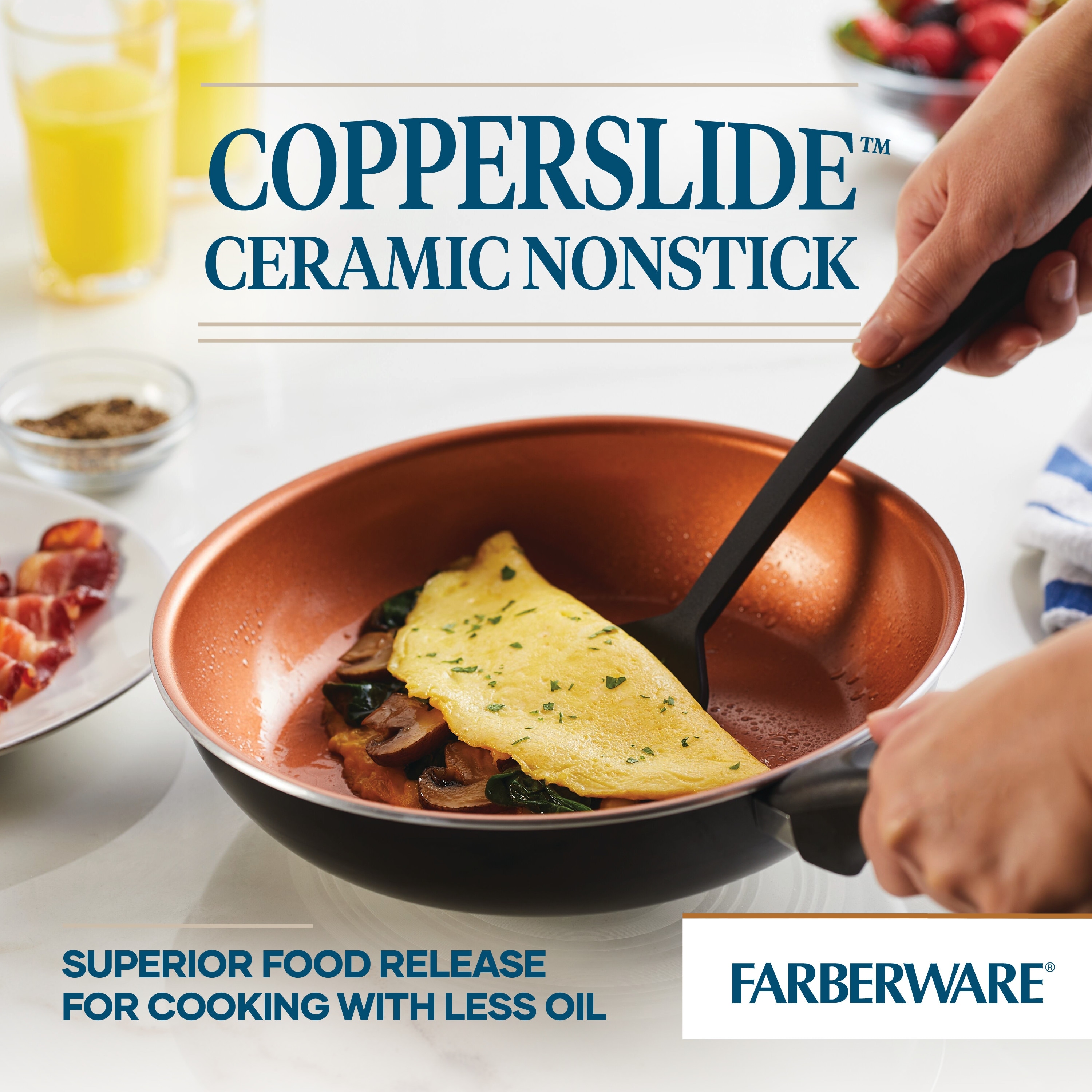 Farberware 12.5 Black Glide Copper Ceramic Nonstick Frying Pan - 10657