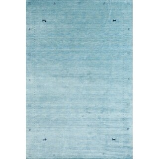 Ahgly Company Machine Washable Contemporary Sky Blue Area Rugs - Bed ...
