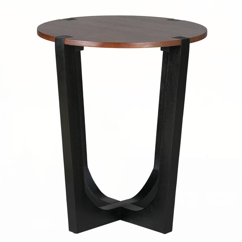 outdoor ACACIA SOLID WOOD SIDE TABLE,BROWN and BLACK COLOR