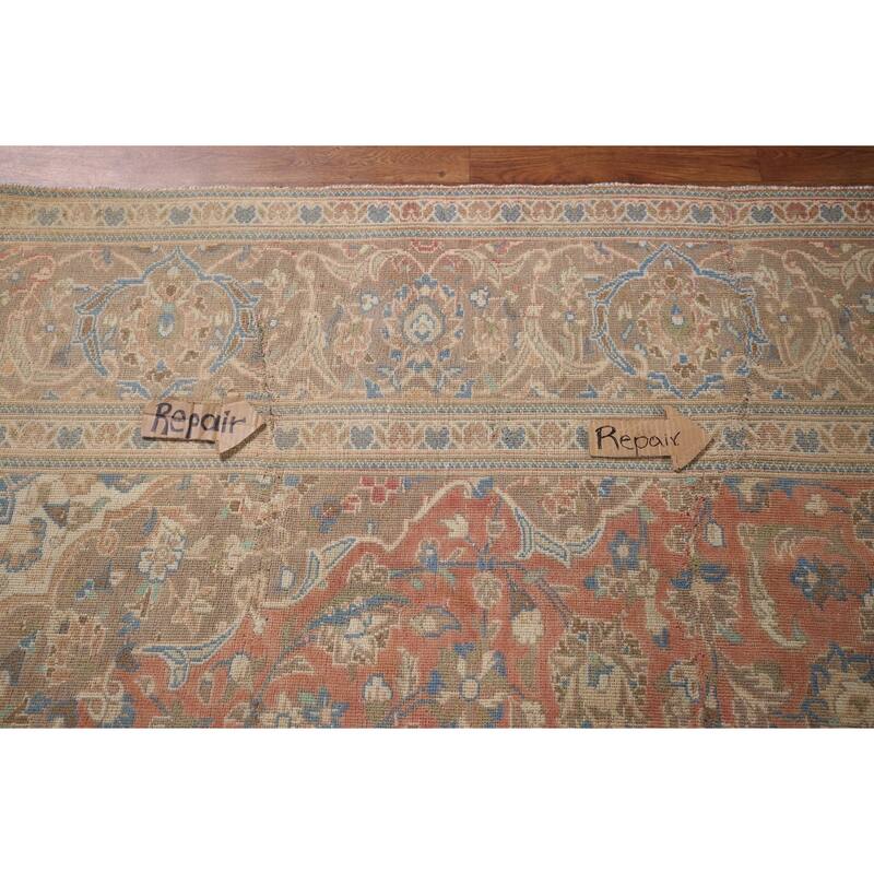 Traditional Mashad Vintage Persian Rug Bedroom Handmade Wool Carpet - 7'10" x 11'0"