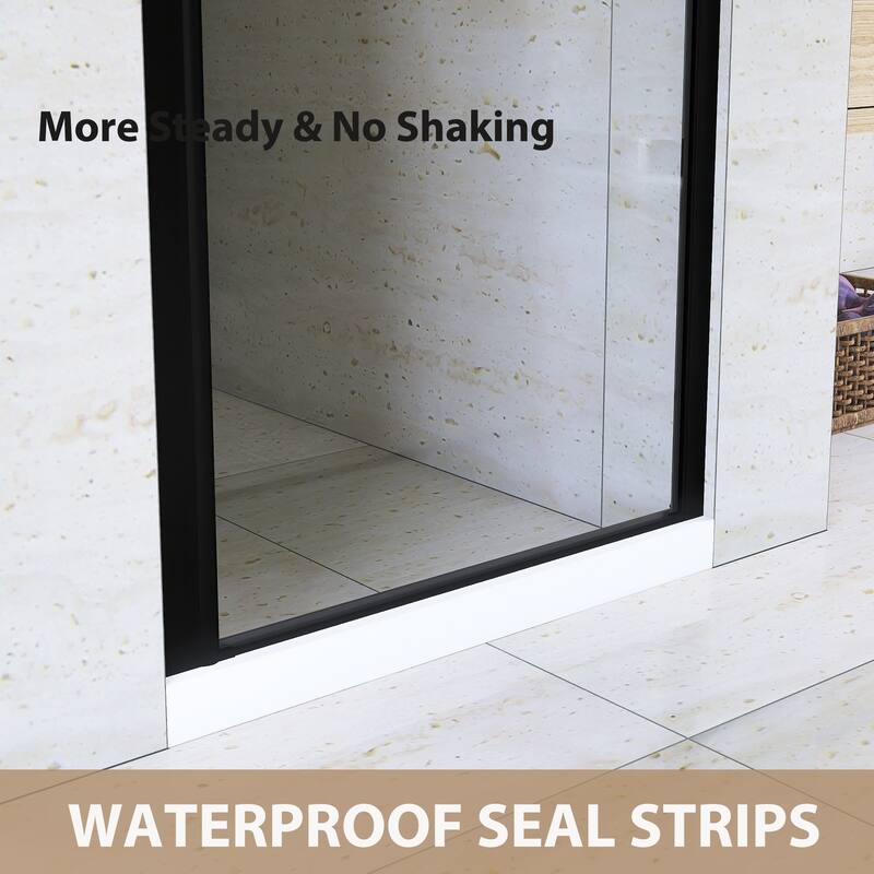 Pivot Semi-Frameless Shower Door in Matte Black Finish