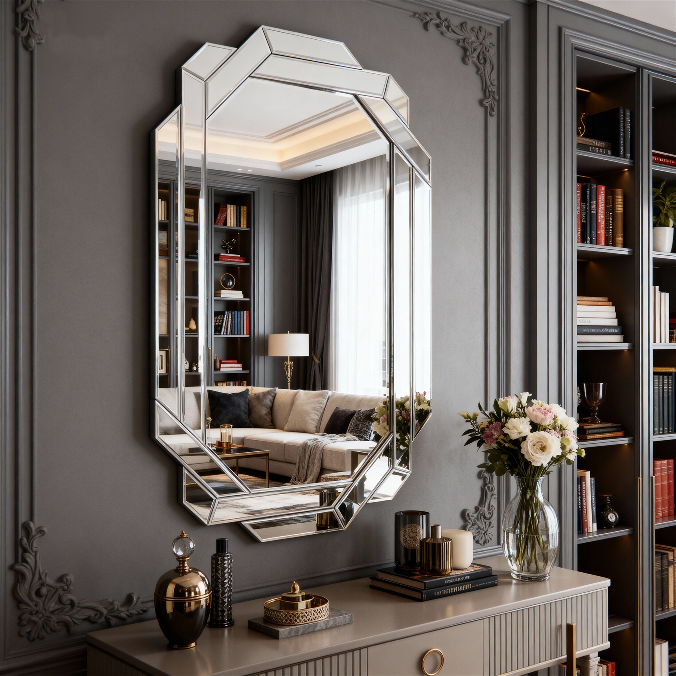 35.8'' x 23.8''Large Vertical Frameless Beveled Edge Wall Mirror
