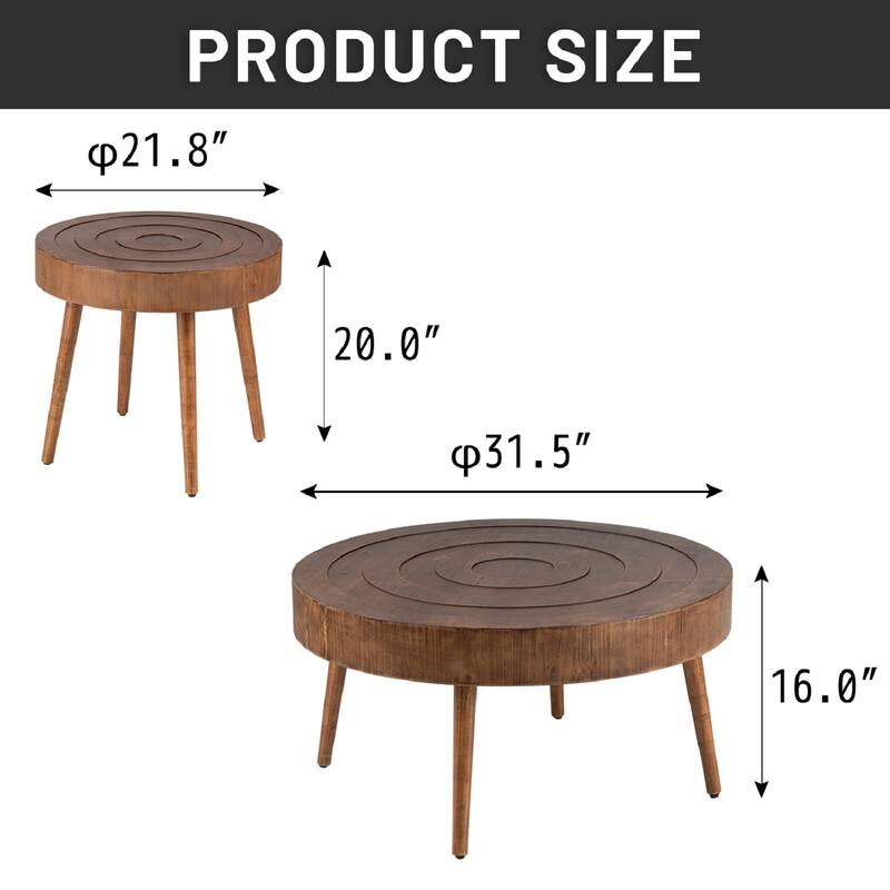 SUNBURY Farmhouse Brown Solid Wood Coffee Table for Living Room