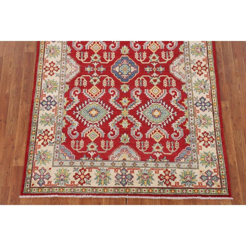 Red Kazak Oriental Area Rug Handmade Foyer Wool Carpet - 5'0" x 7'3"