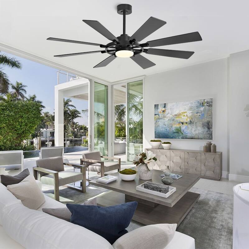 WINGBO 80-inch 8-Blades Indoor DC Motor Ceiling Fan With LED Light and Remote Control