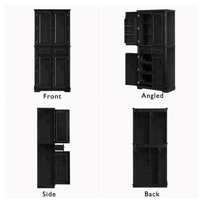 Roomfitters 71" Tall Kitchen Pantry Cabinet with 3 Pull-Out Organizers & 6 Door Shelves