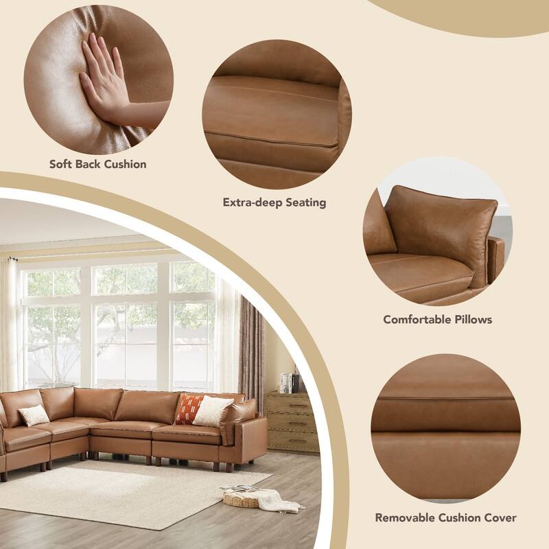 Spruce & Spring Modular Cloud Couch Sofa with Wood Legs for Living Room