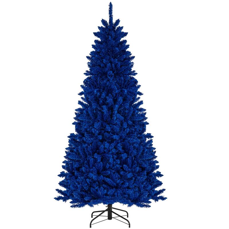 Gymax 7 FT Artificial Christmas Tree w/900 Branch Tips 340 LED Lights - Royal Blue