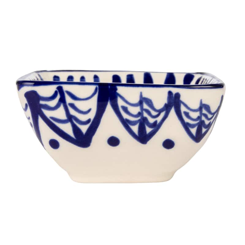 Stoneware Dish with Lemon Design in Four Styles, Set of 12 - 3.1"L x 3.1"W x 1.5"H