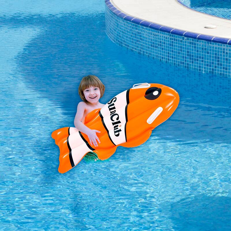 Inflatable Clown Fish Swimming Kickboard - 39" - Orange and White