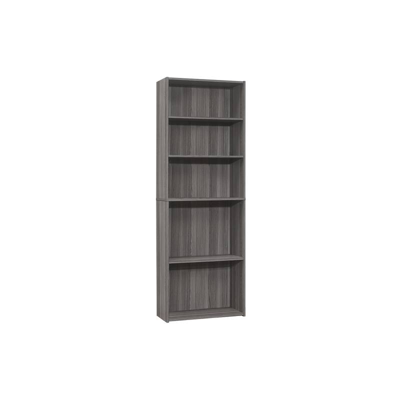 Transitional 6 Tier Bookshelf, 72"h Bookcase with 3 Adjustable Shelves and 2 Fixed Shelves for Living room Office Bedroom - Grey