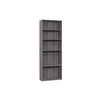 Transitional 6 Tier Bookshelf, 72"h Bookcase with 3 Adjustable Shelves and 2 Fixed Shelves for Living room Office Bedroom