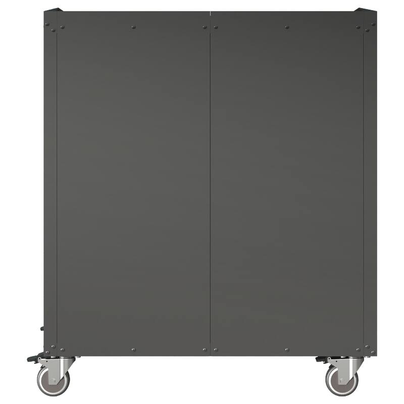 Black and Grey Steel Storage Cabinet with Raised Top and Smooth Sliding Drawers for Garage - 29.53"W x 16.54"D x 34.65"H