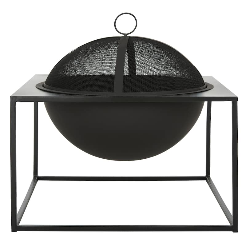 SAFAVIEH Malou Black Square Steel Fire Pit - 26Wx26Dx17H