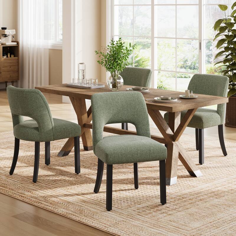 Set of 2/4/6 Modern Fabric Upholstered Dining Room Chair Kitchen Chairs with Wood legs
