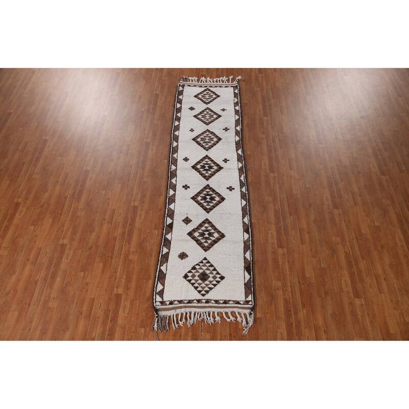 Natural Dye Anatolian Runner Rug Hand-knotted Turkish Wool Carpet - 3'1"x 11'2"