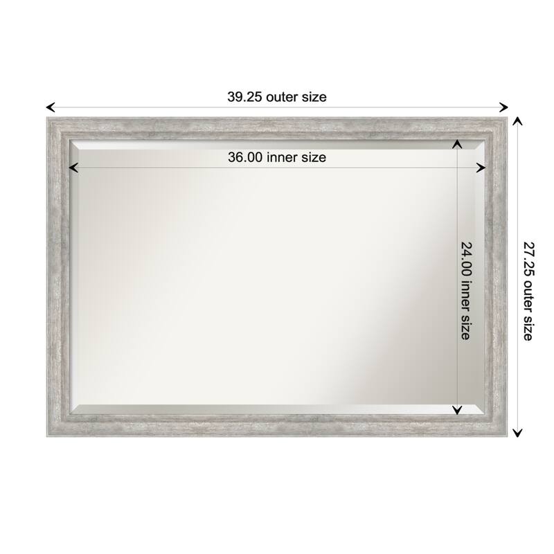 Angled Beveled Wood Framed Wall Mirror - Angled Silver - Glass Size 36x24