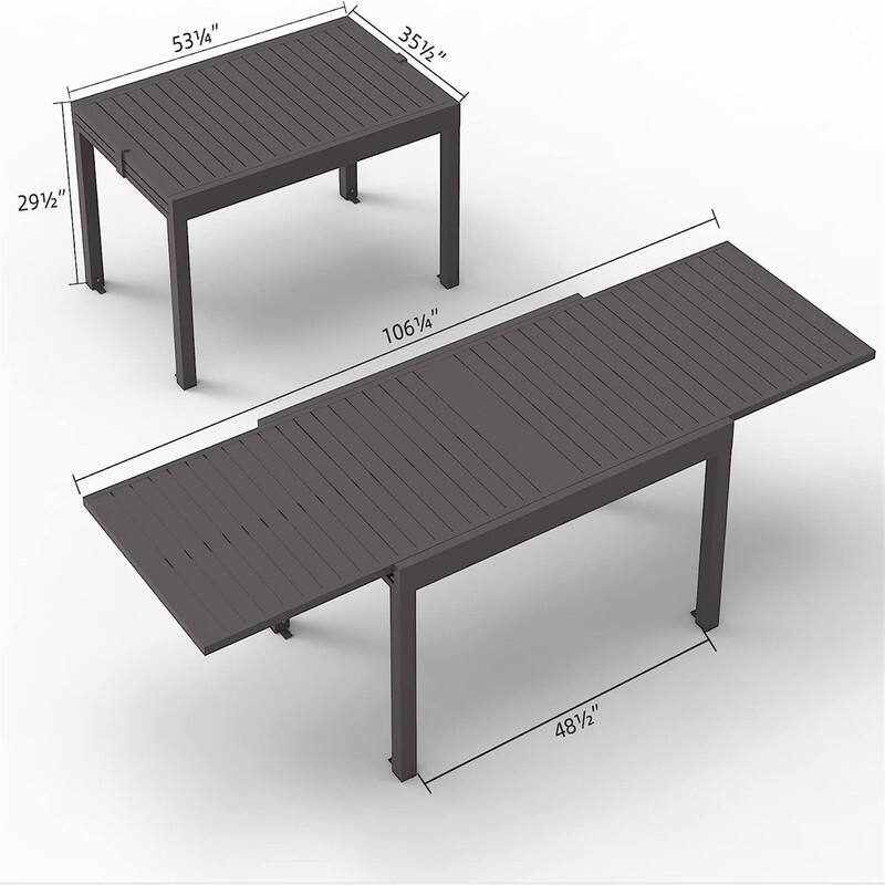 Large Extendable Aluminum Patio Dining Table for 6-8 Person