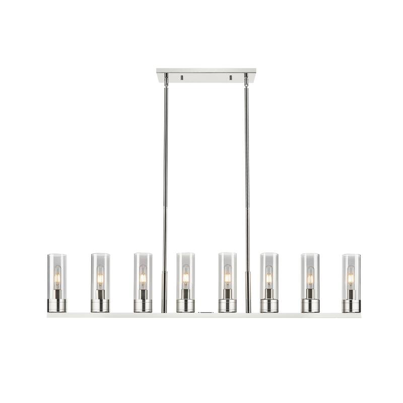 Innovations Lighting Downtown Urban - Boreas - 6 Light 48" Stem Hung Island Light with 8" Shades - Polished Nickel/Light Smoke