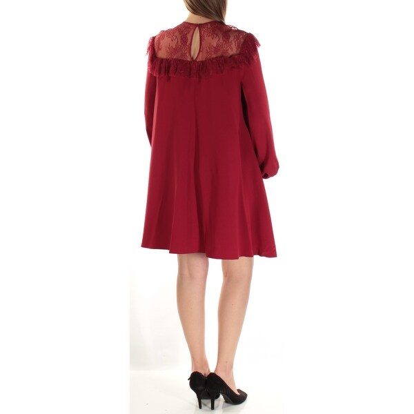 red long sleeve shift dress