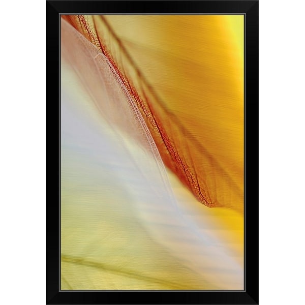 "Close-up of dried leaves" Black Framed Print