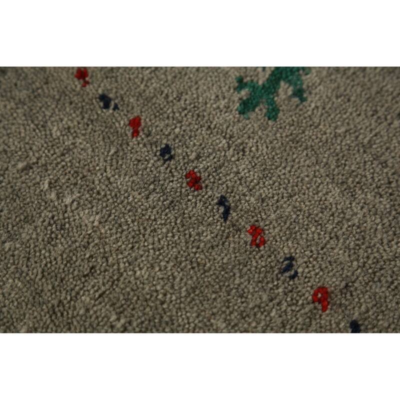 Hand Knotted Oriental 100% Wool Carpet Tribal Animal Pictorial Green Gabbeh Runner Rug - 6' 6'' X 2' 9''