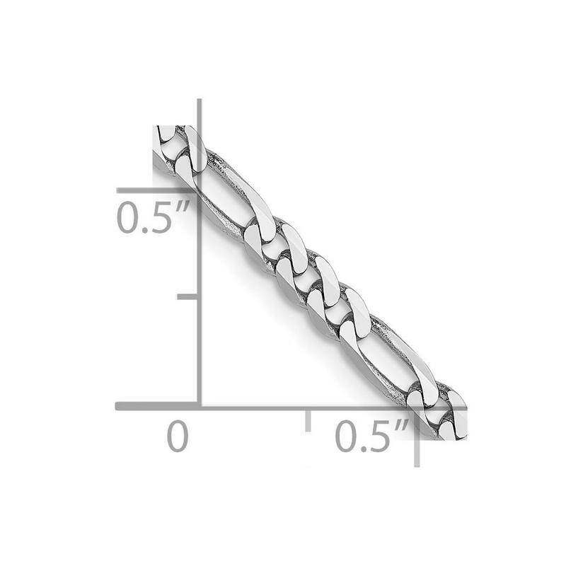 Curata 14k White Gold 8" 3.0mm Flat Figaro Chain Bracelet