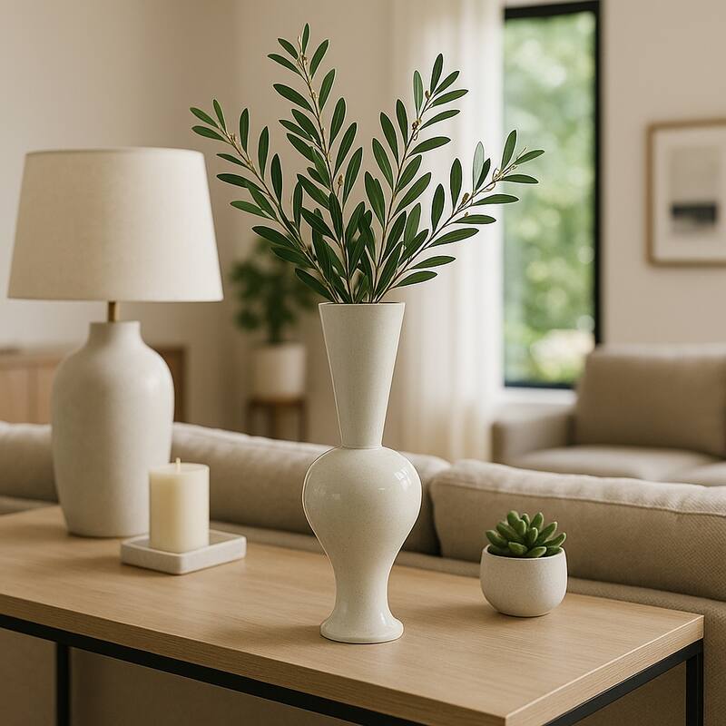 Stoneware Decorative Vase Oversized Tall Flower Sculptural Pedestal