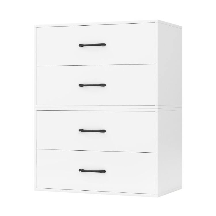 2-Drawer Stackable Horizontal Storage Cabinet Dresser Chest with Handles