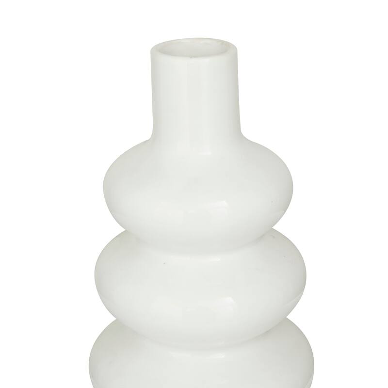 CosmoLiving by Cosmopolitan Minimalist Ceramic Vase with Bubble and Fluted Texture Designs (Set of 3) - White or Black