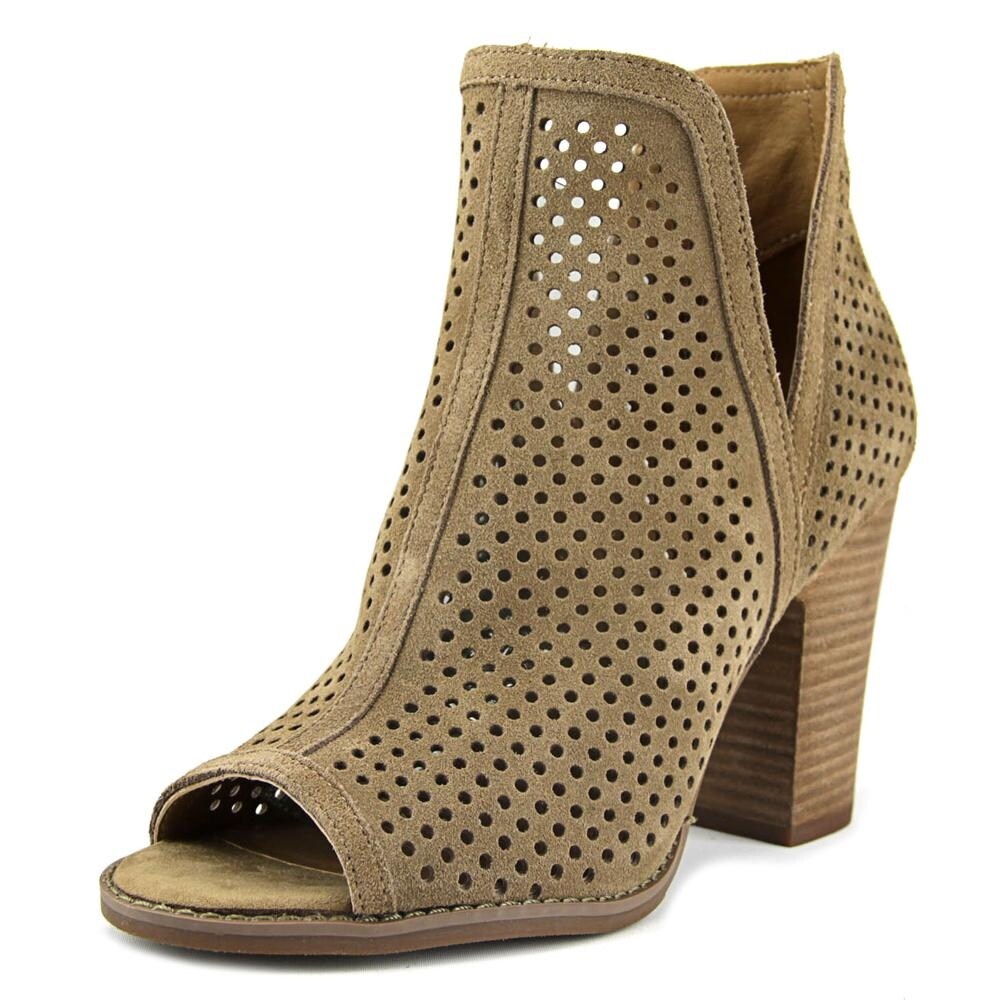 lucky brand perforated peep toe suede booties