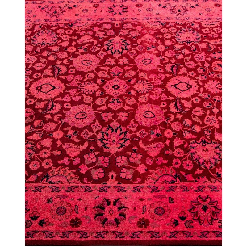 Overton Hand Knotted Wool Vintage Inspired Modern Contemporary Overdyed Pink Area Rug - 4' 2" x 6' 4"