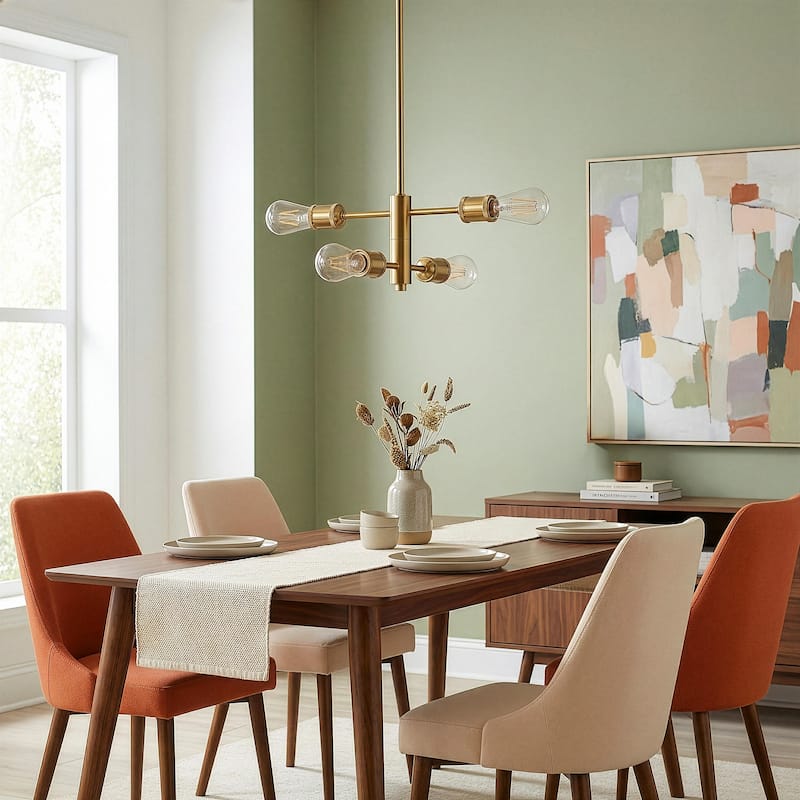 Porch Four-Light Modern Pendant with Satin Brass Finish - Gold