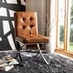 preview thumbnail 1 of 9, SAFAVIEH 18.25" Walsh Tufted Side Chair - Light Brown / Chrome - 18.5" x 23" x 35" - 18.5" x 23" x 35"