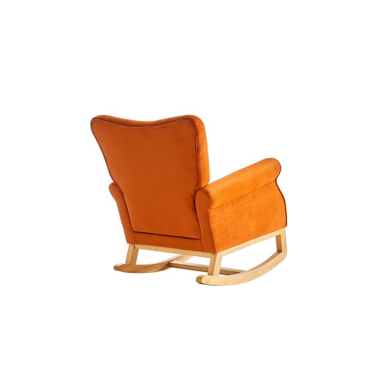 Velvet Nursery Rocking Chair with High Back