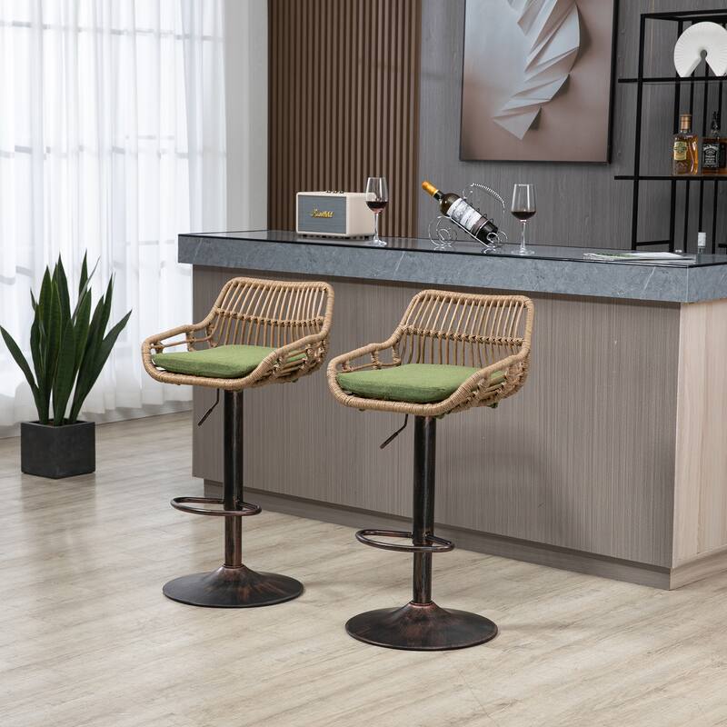 Swivel Bar Stools Set of 2 Adjustable Counter Height Chairs
