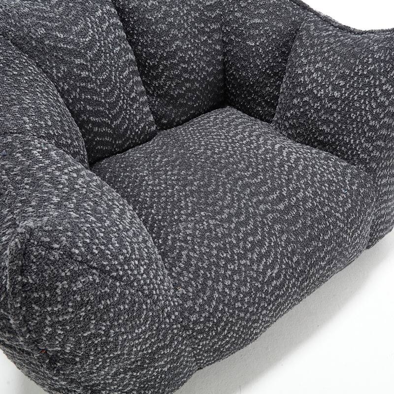 Chenille Square Bean Bag Chair, High Resilience Foam Lounge Chair, Cozy Aldult Lazy Sofa with Curved Armrests and Backrest