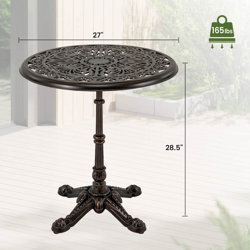 Costway 27” Round Cast Aluminum Patio Bistro Table with Hollow Top - Copper - See Details