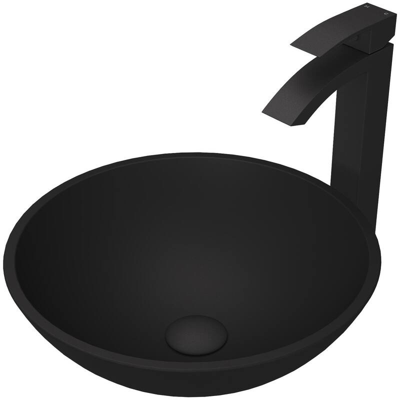 Vigo Cavalli 15" Vessel Bathroom Sink with 1.2 GPM Deck Mounted - Matte Black