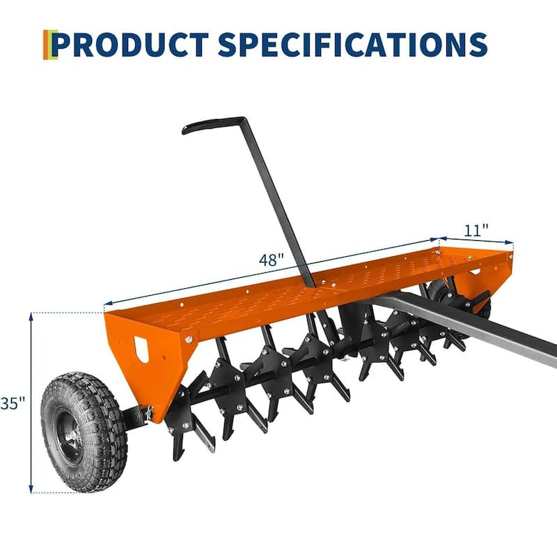 48 Inch Tow Behind Lawn Core Aerator for Professional Yard, Garden, Farm Care