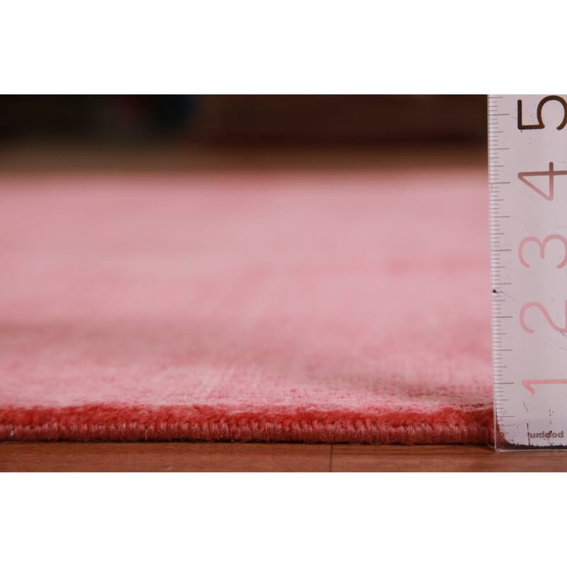 Hand Knotted Oriental 100% Wool Carpet Modern Solid Pink Gabbeh Area Rug - 9' 2'' X 6' 2''