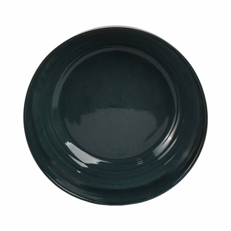 Decorative Round Terracotta Bowl with Glazed Finish - 12", Blue - 12.0"