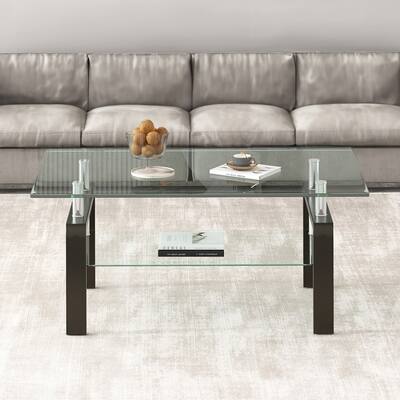 Perseus 2-Layer Tempered Clear Glass Coffee Table