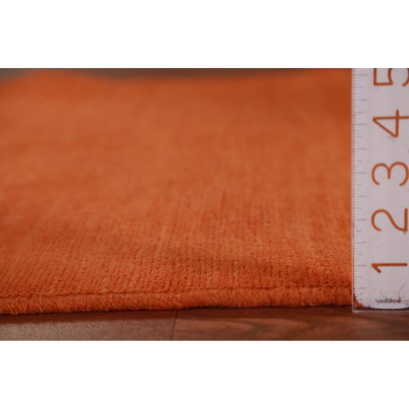 Modern Orange Gabbeh Oriental Accent Rug Hand-Knotted Wool Carpet - 2'9" x 3'11"