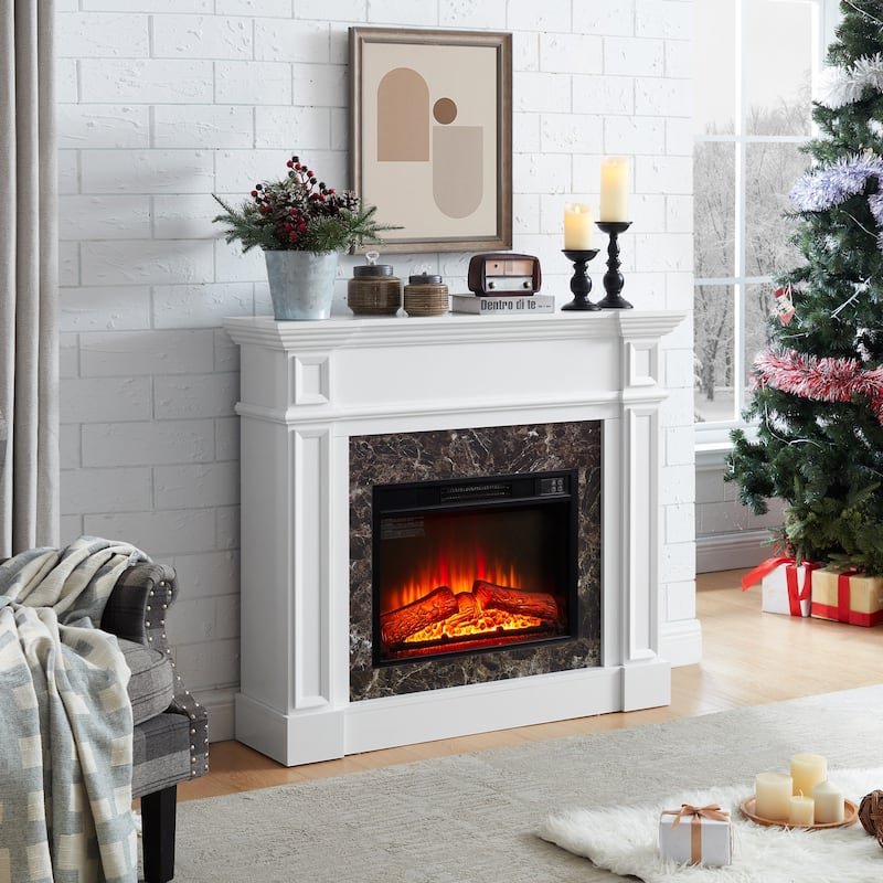 GDFStudio - Hearthstone Traditional Storage Electric Fireplace with Mantel and Realistic LED Flame