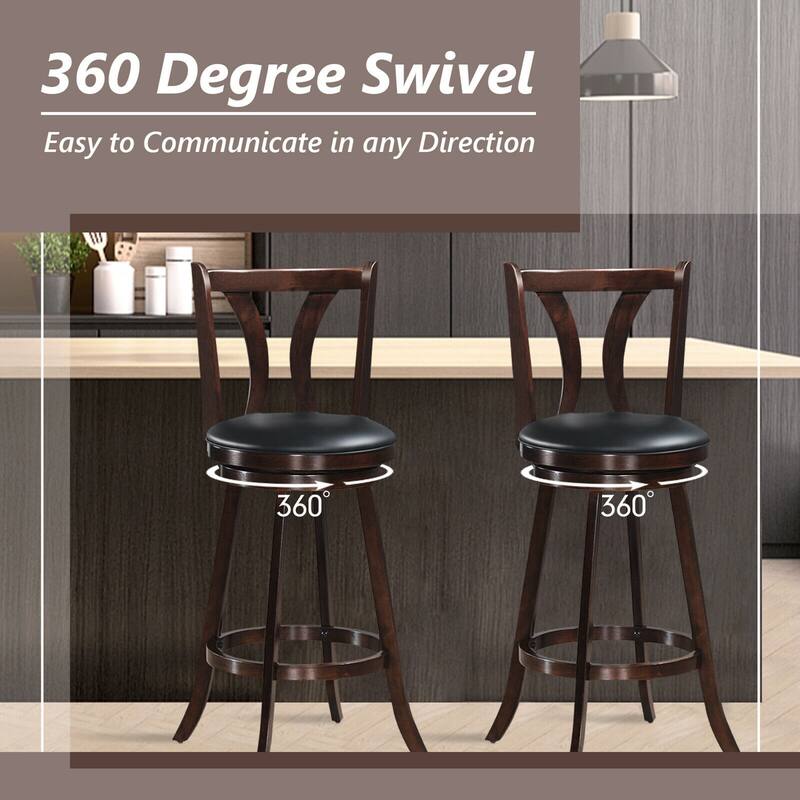 Gymax Set of 2 Swivel Bar stools 29.5" Bar Height Chairs with Rubber - See Details