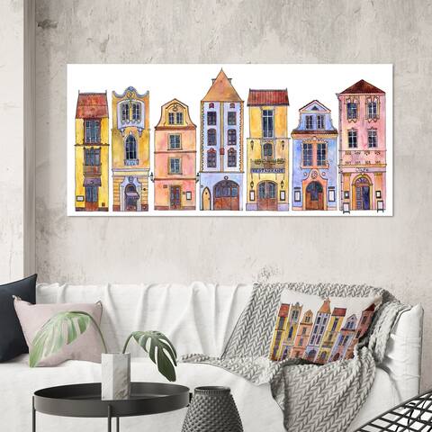 Designart 'Sketch Of Old Europe Street IV' Bohemian & Eclectic Canvas Wall Art Print