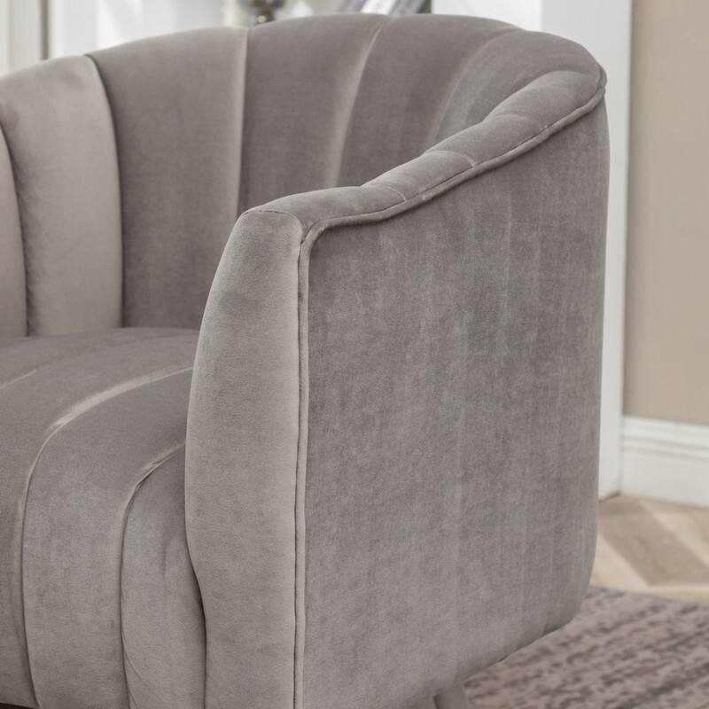 SEYNAR Modern Glam Velvet Upholstered Round 360 Degree Swivel Accent Barrel Chair Set of 2