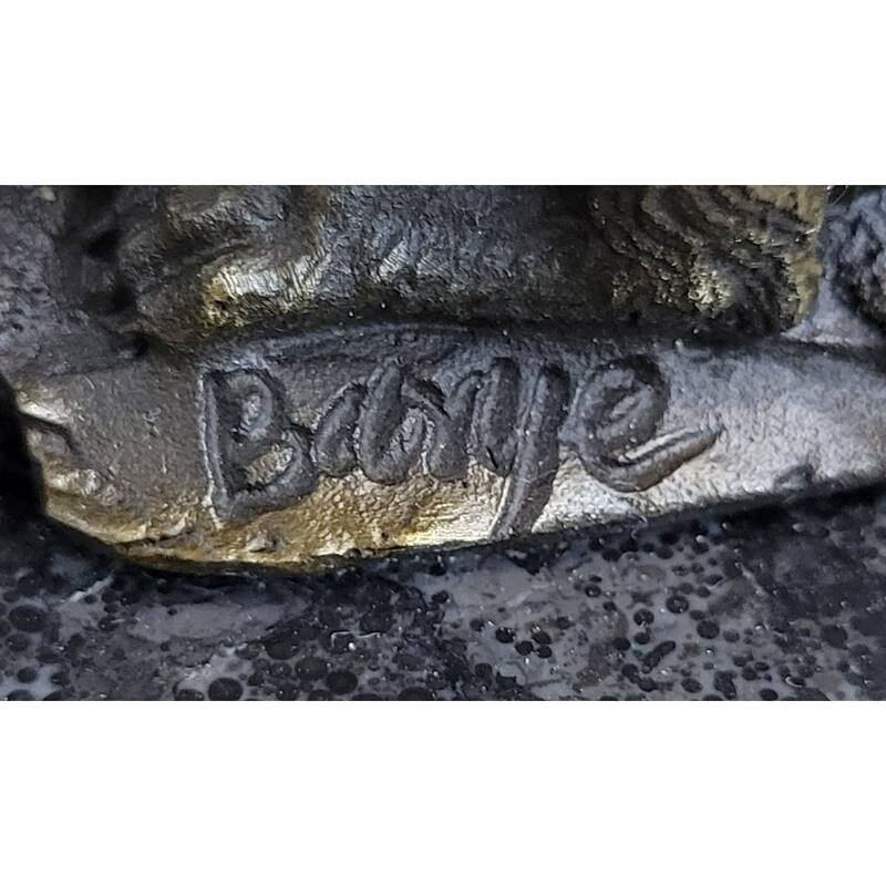 Wolf And Cubs Bronze Miniature Statue Sculpture Marble Base Desktop 4 Inches X 5 Inches