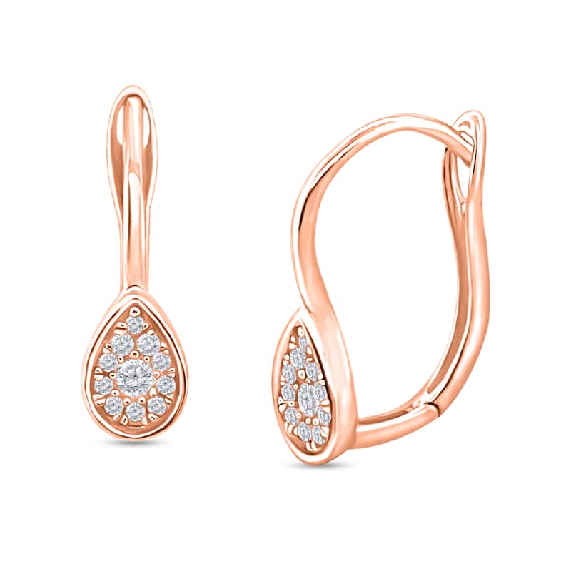1/8 Cttw Natural Diamond 10KT Pink Gold Earrings